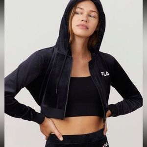 Fila Black Cropped Full Zip Hoodie